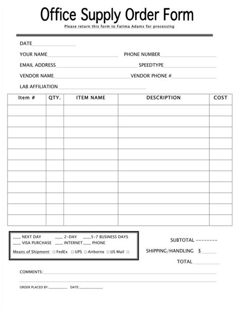 Order products and supplies .